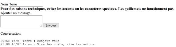 Interface web de Chatavion